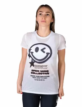 Maglietta A Maniche Corte S.w.smiley Airbrushed Infinity White XS - OTSO - FashionsVida