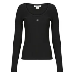 Langarmshirt Ls Woven Label 2x2 Rib Scoop Nec Eu S;Eu M;Eu L;Eu Xl;Eu Xs Female