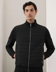 Cotton Rich Zip Up Quilted Jacket Black male