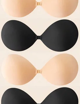 Set de 2/4 sujetadores adhesivos sin tirantes con push up y efecto invisible para vestidos sin espalda, reutilizables para mujeres - Shein - FashionsVida