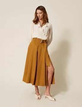Jupe longue en sergé avec ceinture - TWINSET - FashionsVida