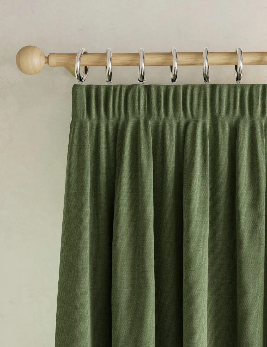 Brushed Pencil Pleat Blackout Thermal Curtains Olive - M&S - FashionsVida