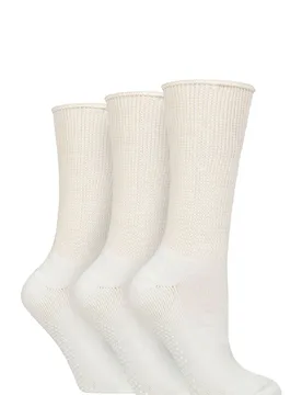 Women's 3 Pair SOCKSHOP FootNurse Diabetic Slipper Socks White 4-8 - White - Size: Small - IOMI - FashionsVida