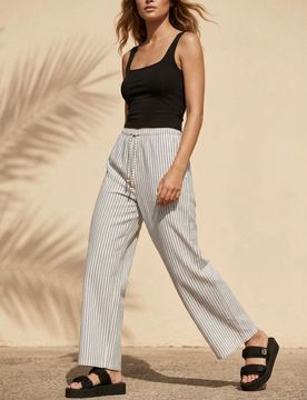 Pantaloni a gamba larga a righe - multicolor