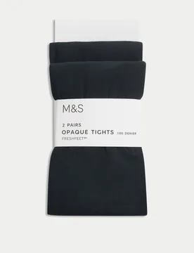 Pack 100 Denier School Tights (6-14 Yrs) Black female - M&S - FashionsVida