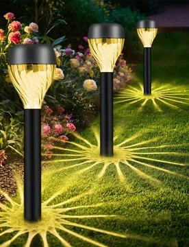 Pieza Luces LED Solares para Césped, Luces LED de Jardín Blanco Cálido, Luces de Camino Exterior, Patrón Ovalado de Cascada, Material ABS Duradero - Shein - FashionsVida