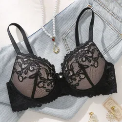 Sujetador con aros y push-up romántico y sexy de encaje para mujer