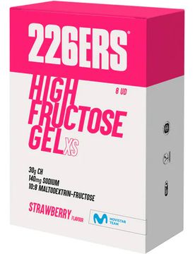 Caja high fructose gel pack 8x44g strawberry energía instantánea (UNICA)
