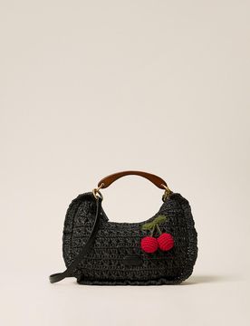 Sac « Croissant » en raphia au crochet avec cerises