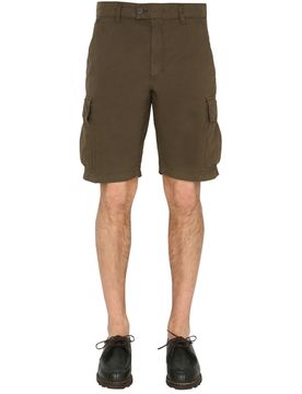 Men's Cargo Shorts with Zip and Button Closure