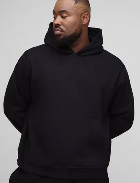 Men's Plus Essential Boxy Over the Head Hoodie Black Size 2X-Large Black 2XL - boohooMAN - FashionsVida