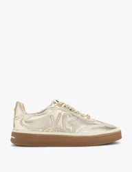 Leather Metallic Side Detail Trainers Gold female