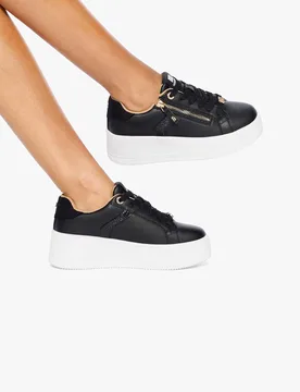Lace Up Zip Detail Flatform Trainers Black female - Kurt geiger - FashionsVida