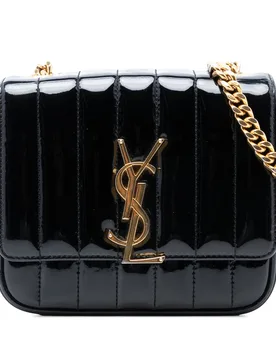 Small Patent Monogram Vicky Chain Bag - Saint Laurent - FashionsVida