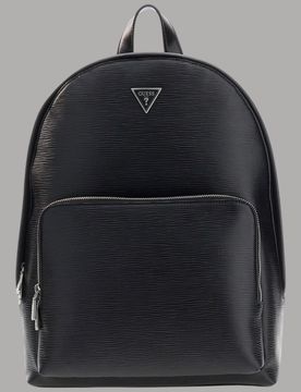 Zaino Uomo Milano in Similpelle con Charm e Logo Triangolo Nero