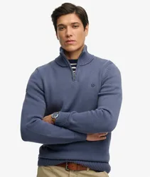 Superdry Herren Baumwoll-strickpullover mit Reißverschluss Navy - Größe: XL