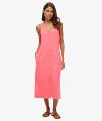 Superdry Damen Beach Jersey Midi-kleid Cream - Größe: 42