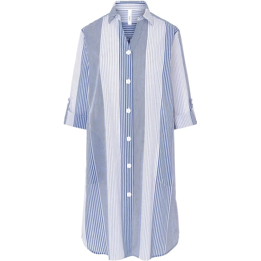 Vestido de playa corto botones a rayas - Lohe - FashionsVida