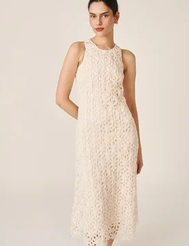 Vestido midi entallado sin mangas confeccionado con técnica de trenzados - Alma en Pena - FashionsVida