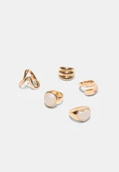 Set mit 5 Herzringen Goldfarben OS