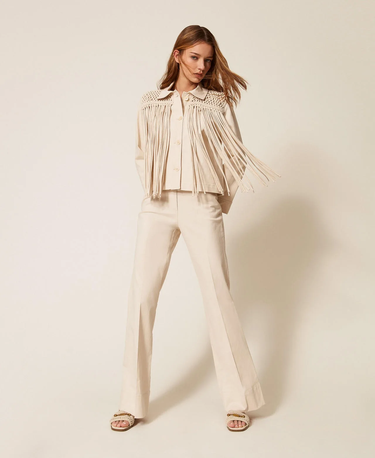 Blouson en bull avec franges - TWINSET - FashionsVida