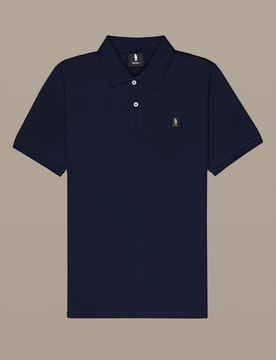 Polo con patch uomo navy blue