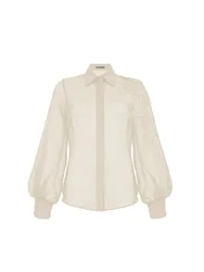Bluse e camicie donna d.exterior - organza seta pizzo manica - bianco