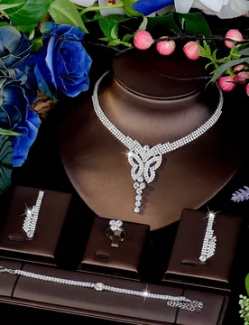 HIBRIDE New Charm Elegant Necklace Earrings Bracelet Set Women's Clothing Light Luxury Jewelry Wedding Holiday Gift S-1093 - Aliexpress - FashionsVida