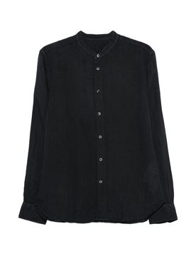 Slim-Fit 100% Linen Mandarin Collar Shirt