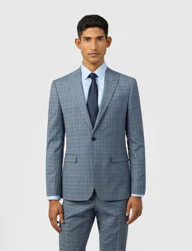Slim Fit Wool Rich Check Blazer Blue Mix male - Ted baker - FashionsVida