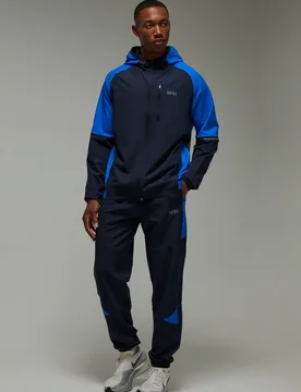 Herren Herren Active Colour Block Stretch Woven Regular Fit Trainingsanzug Navy Größe Medium - boohooMAN - FashionsVida