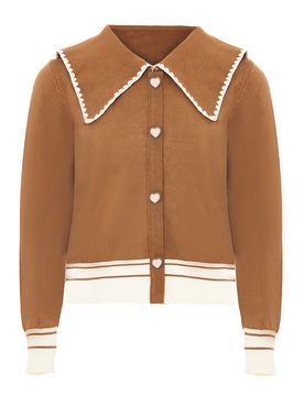 NAEMI Cárdigan caramelo / blanco