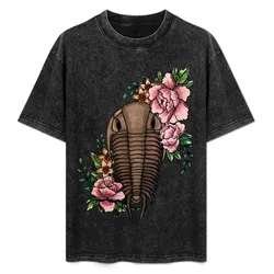 Floral Trilobite T-Shirt Plus Size Outdoor Casual Top