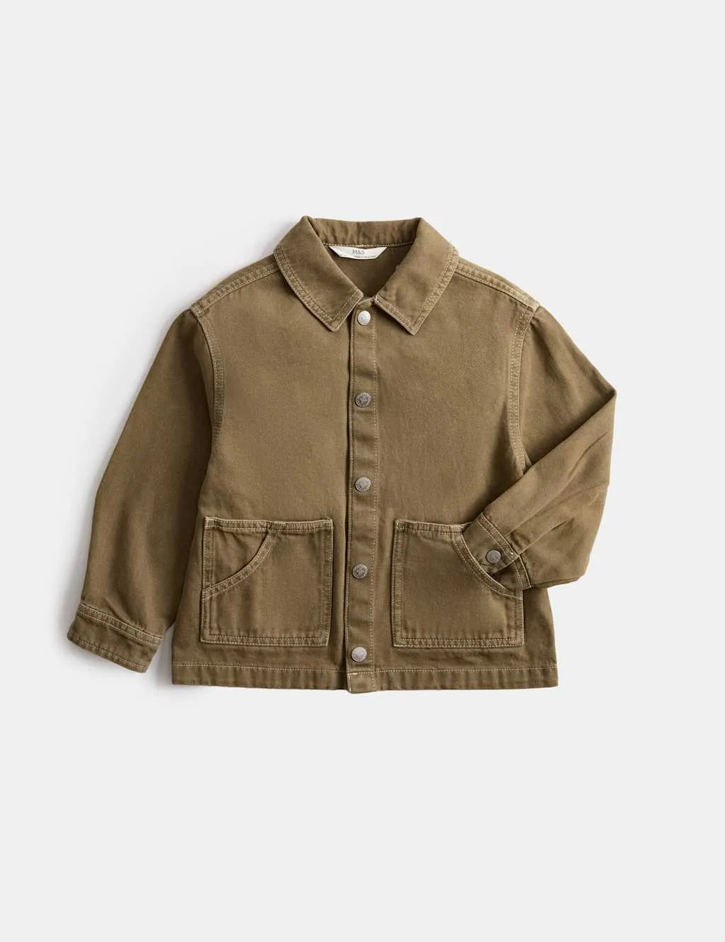 Pure Cotton Denim Overshirt (2-8 Yrs) Olive male - M&S - FashionsVida
