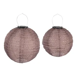 Solar-Lampion-Set, 2-teilig braun
