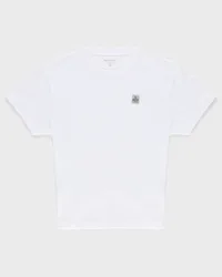 T-shirt mezza manica bianca con patch logo sul petto