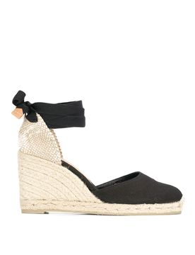 Espadrillas con zeppa in tela e iuta