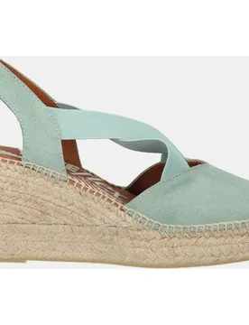 Alpargatas mujer en serraje con elasticos al tono en cuña yuteflex - Viguera - FashionsVida