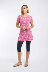 Sidra Printed Jersey Tunic - Bright Pink - Size: 16