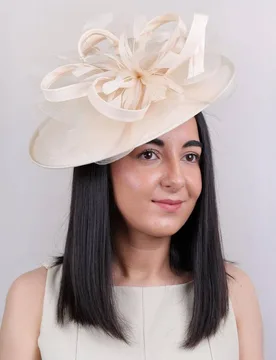 Women's Feather & Netting Detail Fascinator in Beige - Beige - Size: One Size - PEACH ACCESSORIES - FashionsVida