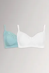 Women's 2 Pack Non-Padded Non-Wired Bralettes in Blue Size: 46F - Blue - Size: 46F