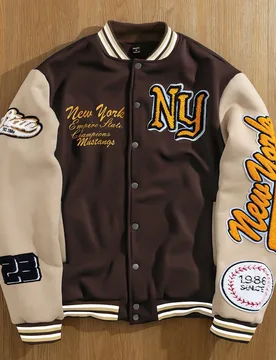 Chaqueta de béisbol casual de manga larga con botones delanteros y bloques de color, chaqueta de Nueva York, chaqueta gráfica, para el otoño - Shein - FashionsVida