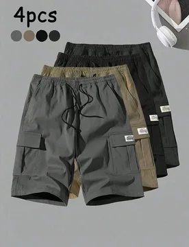 Piezas/set Pantalones cortos cargo delgados para hombres, pantalones cortos Bermuda casuales y transpirables para deportes de verano - Shein - FashionsVida