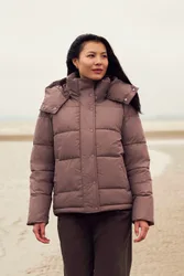 Maeve Womens Puffer Jacket - Taupe - Taupe - Size: 8