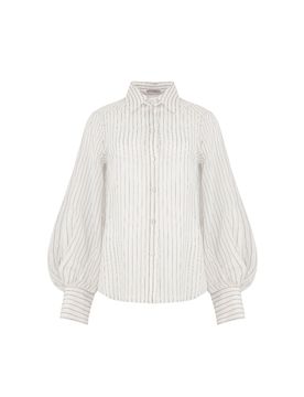 Bluse e camicie donna d.exterior - mussola righe camicia man arr. - bianco