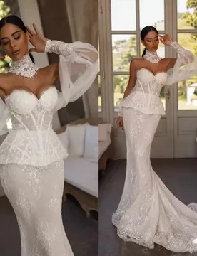 Unique Design Mermaid Wedding Dresses Mesh Sleeve Sweetheart Beaded Applique Sequins Tassel Bridal Gowns Prom Vestidos De Noche - Aliexpress - FashionsVida