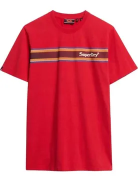 T-shirt à Manches Courtes Venue Logo Stripe Relaxed Ferra Red Marl M