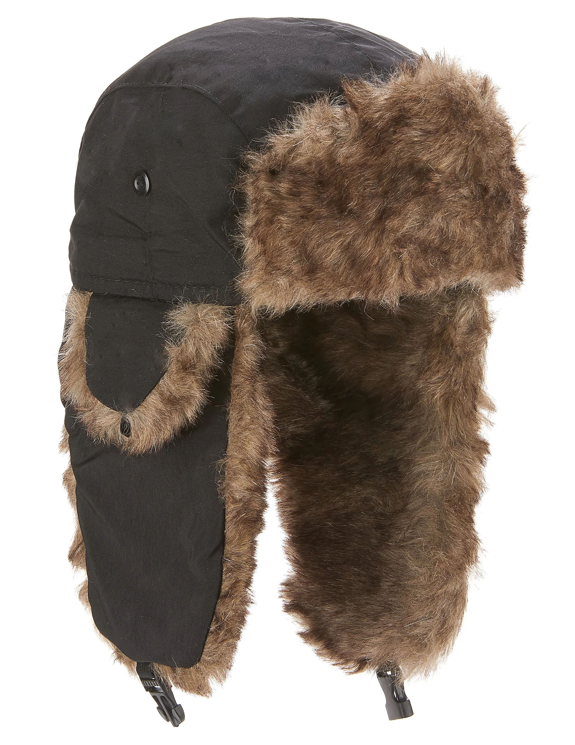 Flieger-Fellmütze Holzfäller-Mütze schwarz-braun - ESPA - FashionsVida