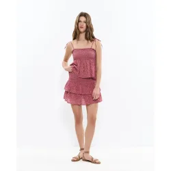 Falda corta con volantes microestampado