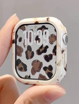 Pieza Estuche protector de reloj de PC duro de color nougat de resina, diseño hueco, resistente a golpes, carcasa protectora, compatible con Apple Wa - Shein - FashionsVida